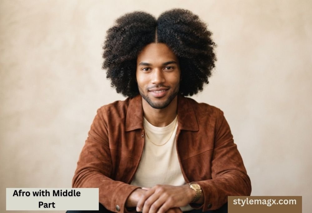 30 Best Middle Part Hairstyles For Men In 2026 26 Afro with Middle Part