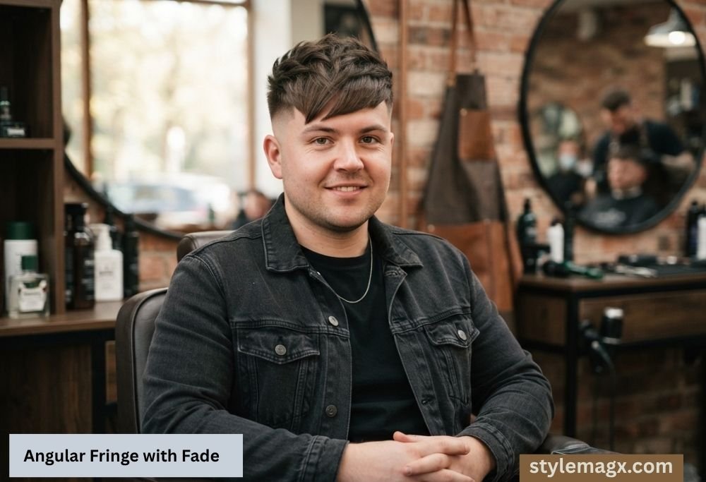 35+ Best Round Face Shape Haircuts for Men: Top Picks for 2026 12 Angular Fringe with Fade