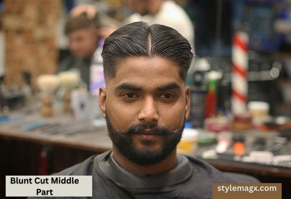 30 Best Middle Part Hairstyles For Men In 2026 6 Blunt Cut Middle Part