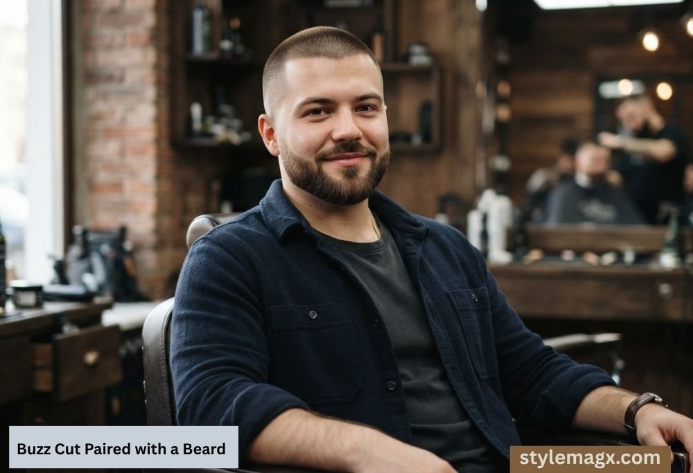 35+ Best Round Face Shape Haircuts for Men: Top Picks for 2026 13 Buzz Cut Paired with a Beard