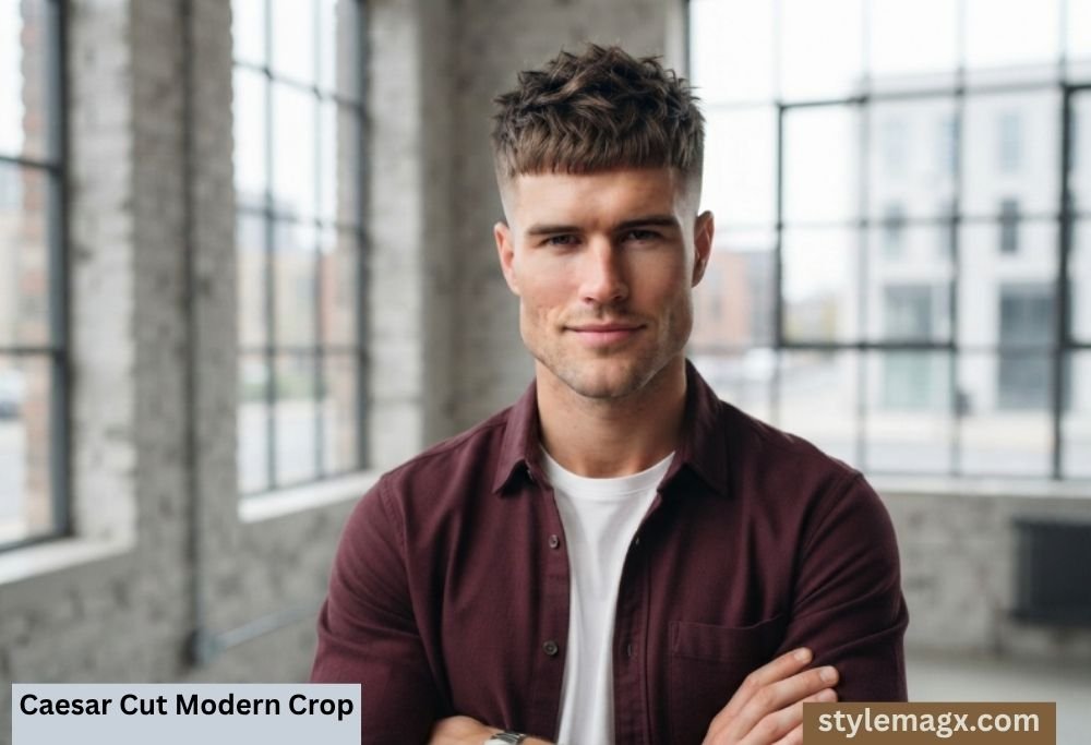 40+ Fantastic Square Face Shape Haircuts for Men: Ultimate Guide 2026 7 Caesar Cut Modern Crop