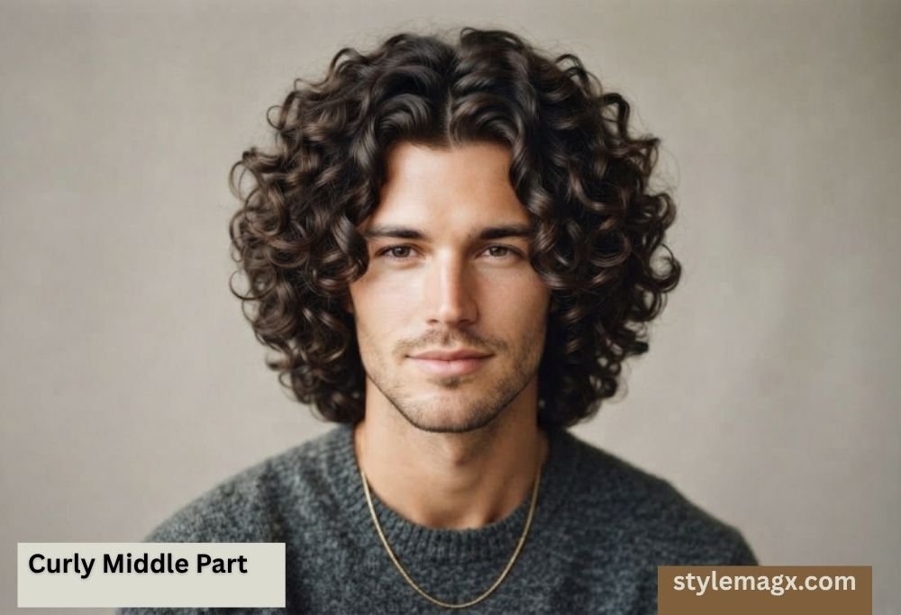 30 Best Middle Part Hairstyles For Men In 2026 18 Curly Middle Part