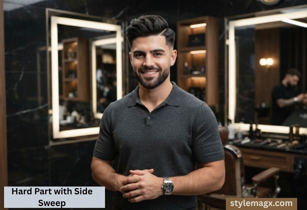 40+ Fantastic Square Face Shape Haircuts for Men: Ultimate Guide 2026 23 Hard Part with Side Sweep