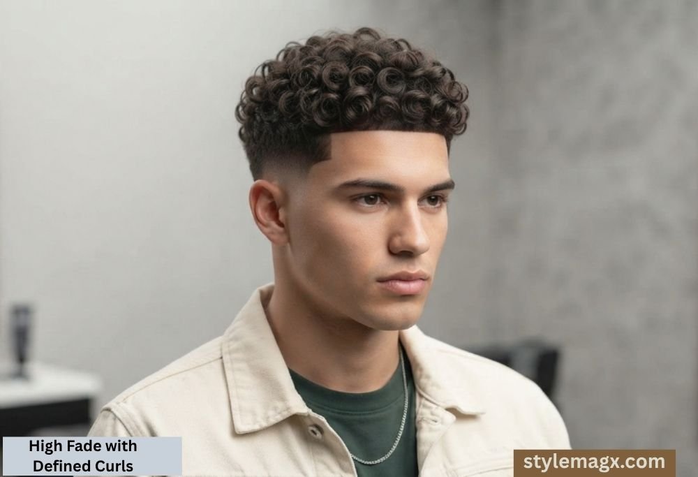 High Fade with Defined Curls