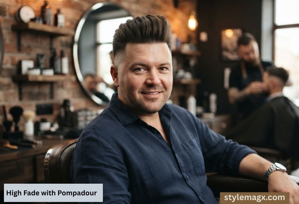 35+ Best Round Face Shape Haircuts for Men: Top Picks for 2026 7 High Fade with Pompadour