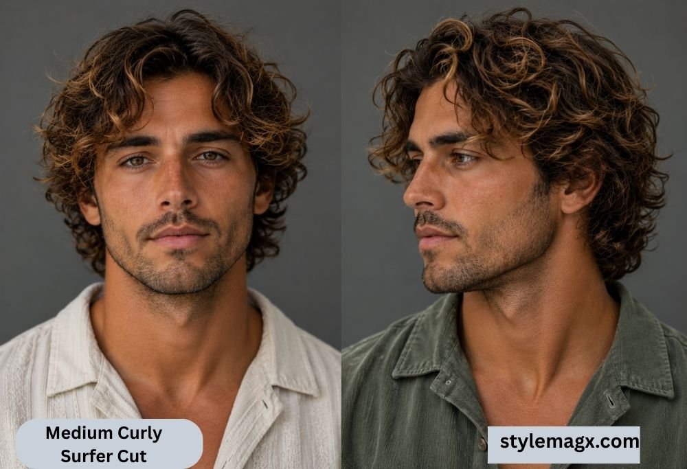 Medium Curly Surfer Cut