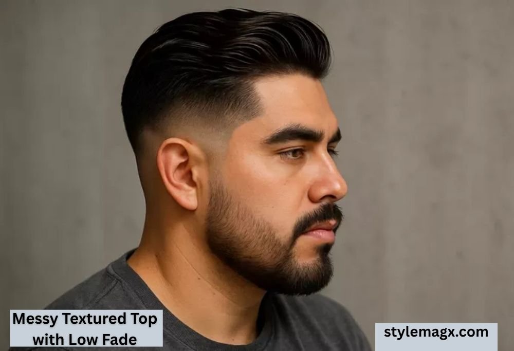 Best Haircuts for Men with Thin Straight Hair 2026 Guide 27 Messy Textured Top with Low Fade