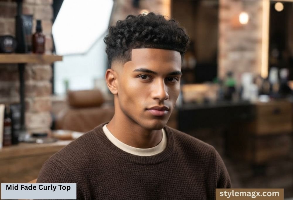 mid fade curly top