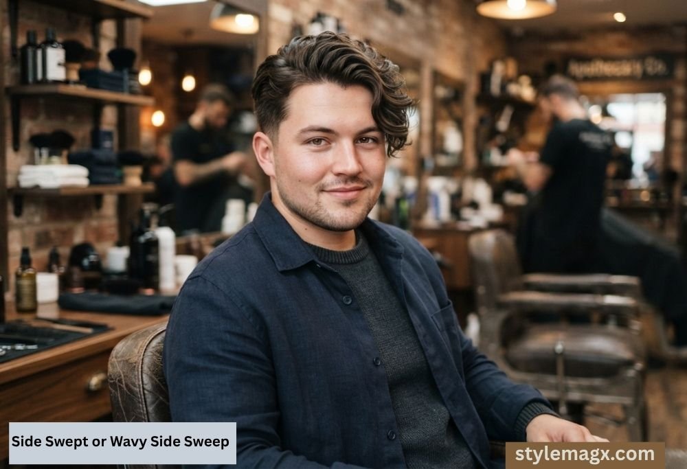 35+ Best Round Face Shape Haircuts for Men: Top Picks for 2026 22 Side Swept or Wavy Side Sweep