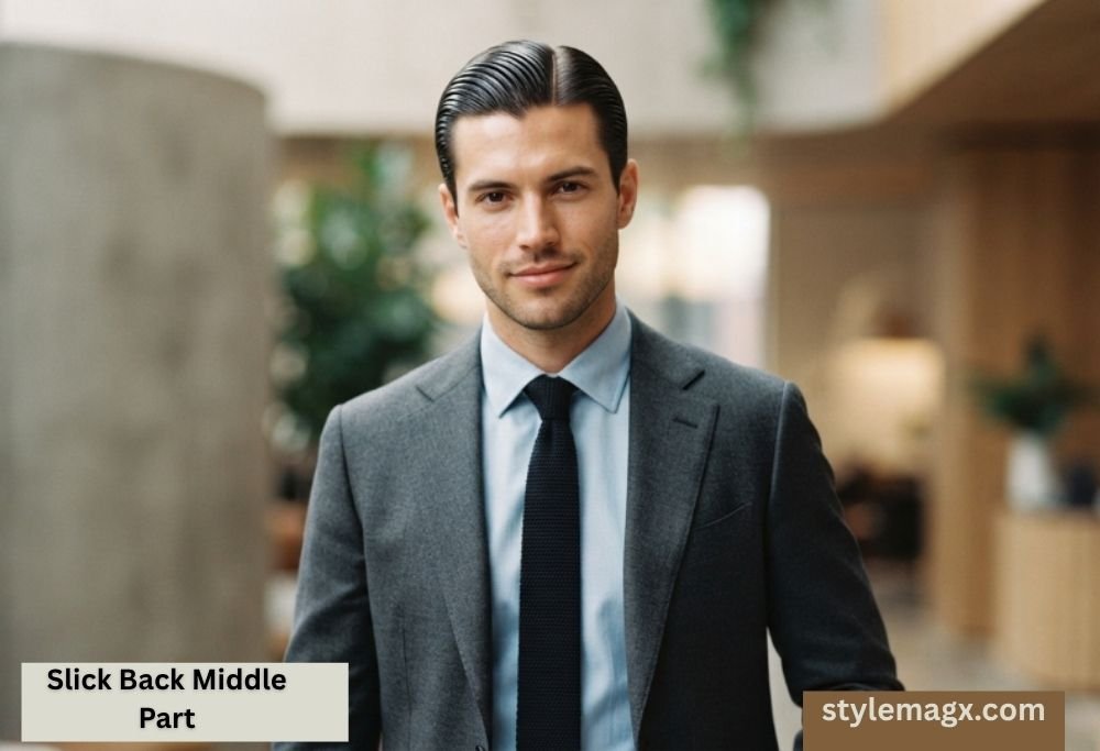 30 Best Middle Part Hairstyles For Men In 2026 23 Slick Back Middle Part