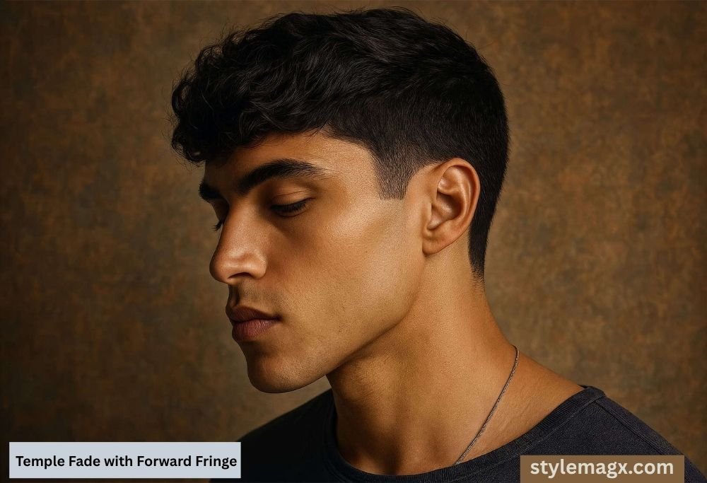 Temple Fade with Forward Fringe