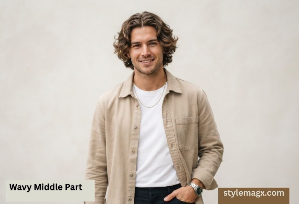 30 Best Middle Part Hairstyles For Men In 2026 20 Wavy Middle Part