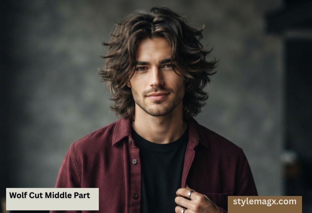 30 Best Middle Part Hairstyles For Men In 2026 22 Wolf Cut Middle Part