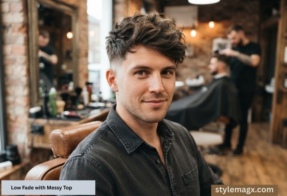 Low Fade with Messy Top