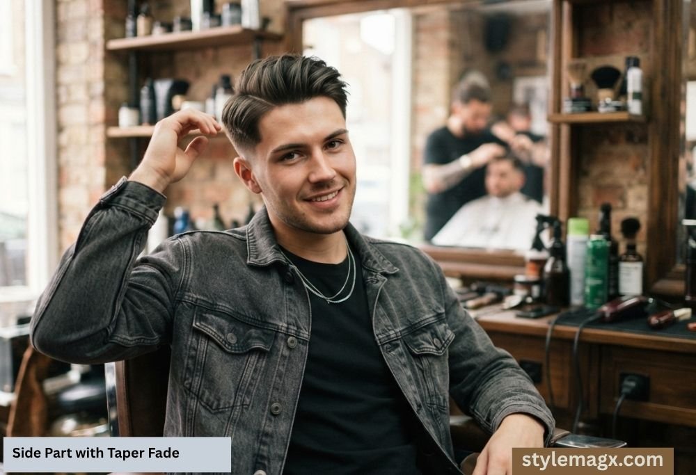 15 Best Triangle Face Shape Hairstyles for Men That Balance Your Jaw 7 Side Part with Taper Fade