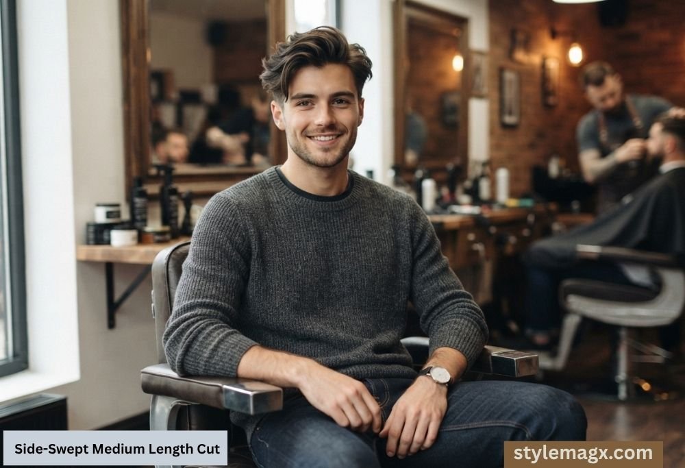 15 Best Triangle Face Shape Hairstyles for Men That Balance Your Jaw 17 Side-Swept Medium Length Cut